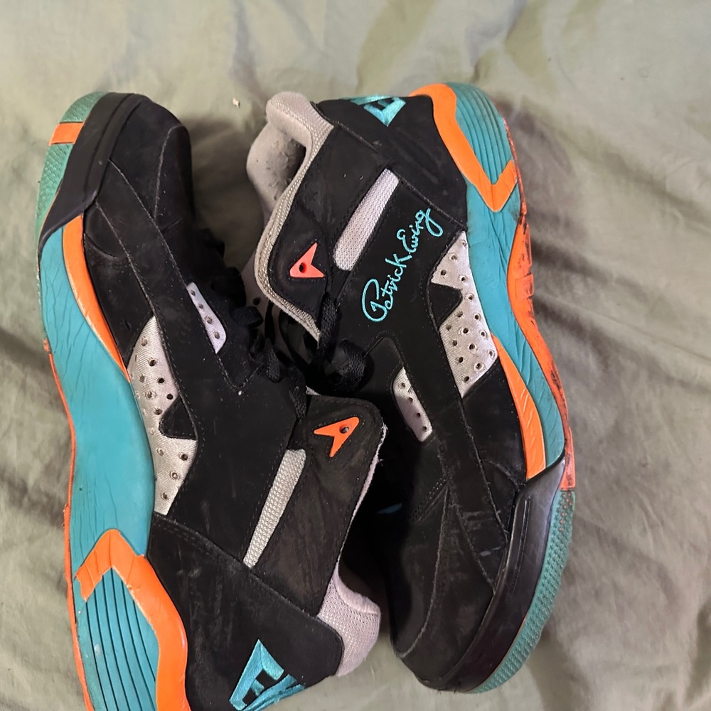 Patrick Ewing Wrap Black/ Baltic/ Shocking Orange Sneaker  Sz 13